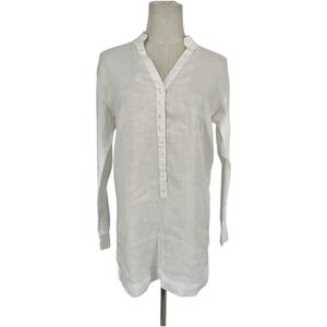 Island Company Kimono Shirt Linen White Long Sleeve Button Up Women's XS